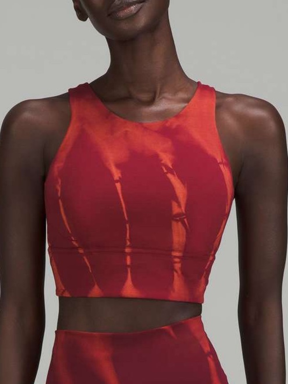 Red Tie Dye Longline Sports Bra Lululemon Wunder Train Size 8 High Neck C/D Yoga